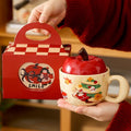 Tazza in ceramica con coperchio a forma di mela di Natale, 420 ml | Regalo di Natale