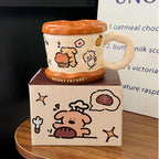 Tazza in ceramica con coperchio a forma di biscotto - 450 ml