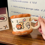 Tazza in ceramica con coperchio a forma di biscotto - 450 ml