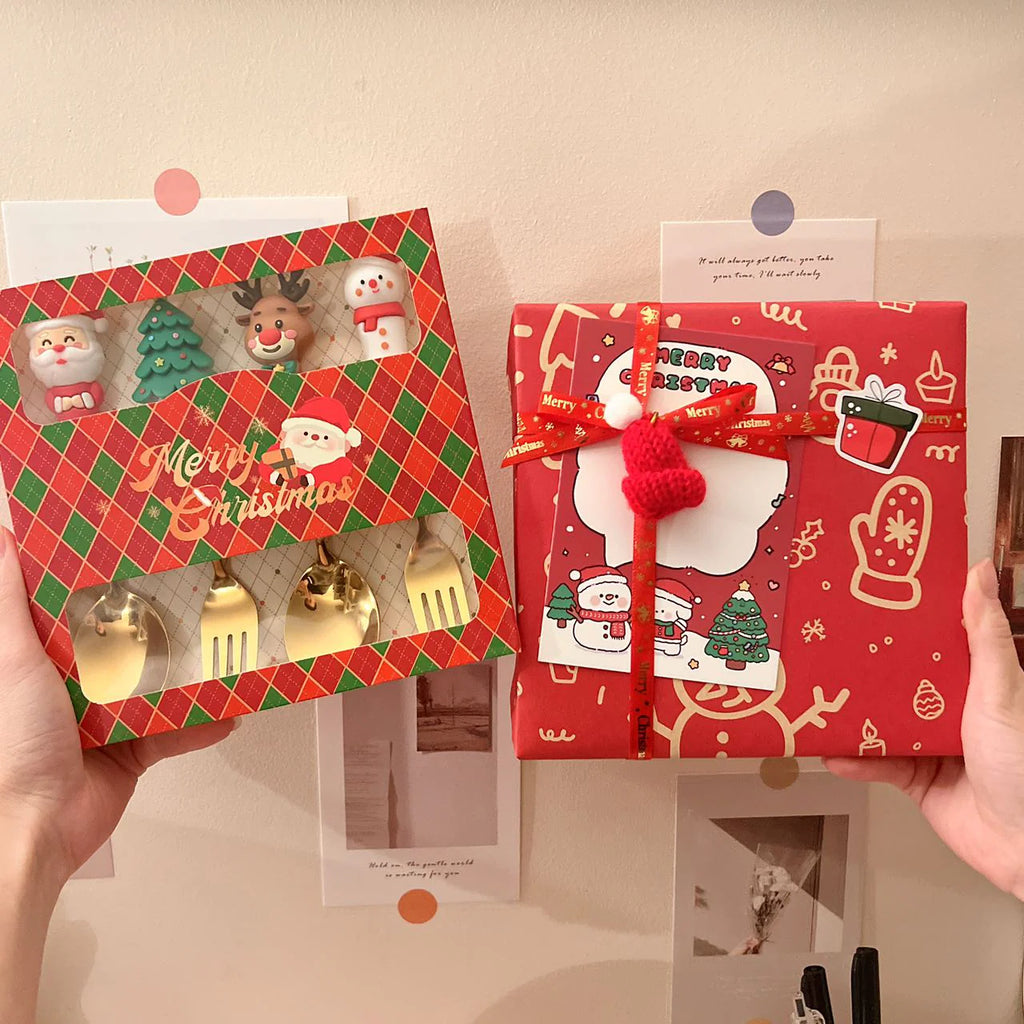 Set di forchette e cucchiai di Natale - Set da 4 | Regalo di Natale