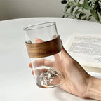 Tazza in vetro con impugnatura in legno, 350 ml