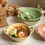 Ciotola in ceramica color macaron con manico - capacità 650 ml