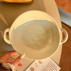 Ciotola in ceramica color macaron con manico - capacità 650 ml